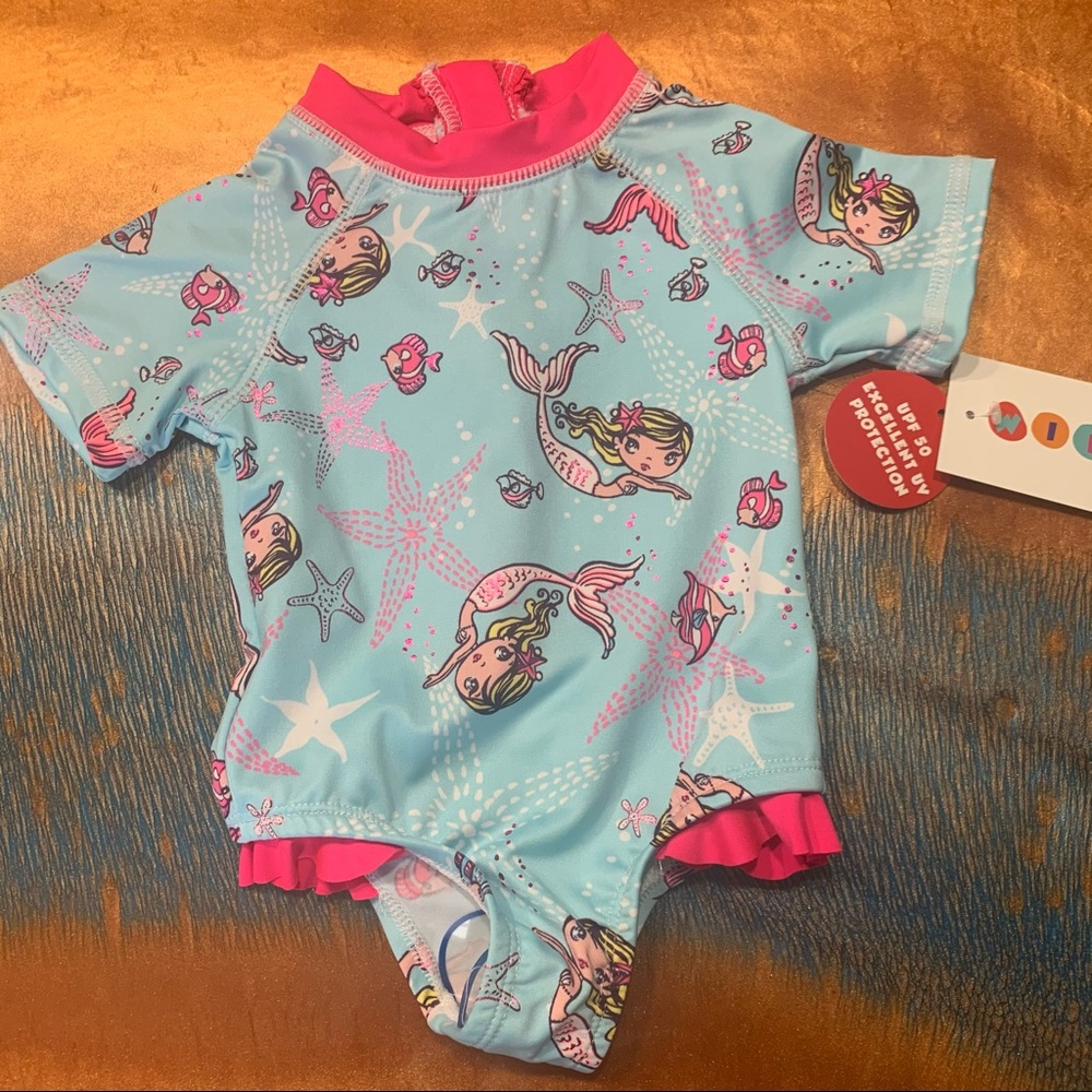 NWT Wippette Mermaid Swimsuit Rashguard 6-9 months